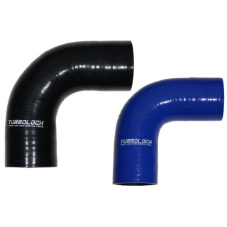 Silikonschlauch 90&deg; &Oslash; 13mm - &Oslash; 102mm schwarz / blau