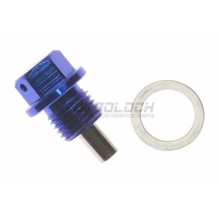 Ölablassschraube Verschlussschraube magnetisch - Aluminium blau M14x1x5